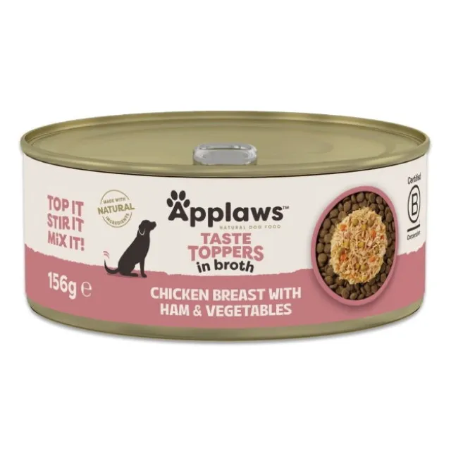 Applaws Taste Toppers chicken breast with ham, pumpkin, carrots & peas in broth