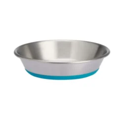 Basic Plain st.steel matskål med silikonbunn S