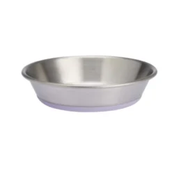 Basic Plain st.steel matskål med silikonbunn S