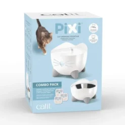 Catit Pixi Combo sett drikkefontene & hevet matskål hvit