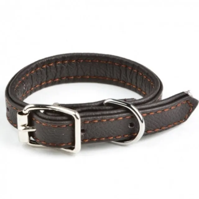 Feel Leather skinnhalsbånd med fôr brunt