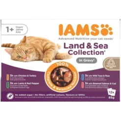 Iams Cat Advanced Nutrition Adult 1+ Years Land & Sea Collection in Sauce 12x85 g