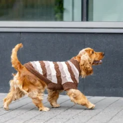 Little&Bigger Chenille Strikket Hundegenser Brun/Beige