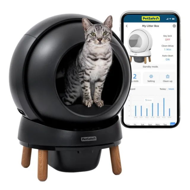 PetSafe SmartSpin Selvrensende Kattetoalett, Sort