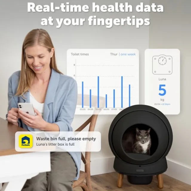 PetSafe SmartSpin Selvrensende Kattetoalett, Sort