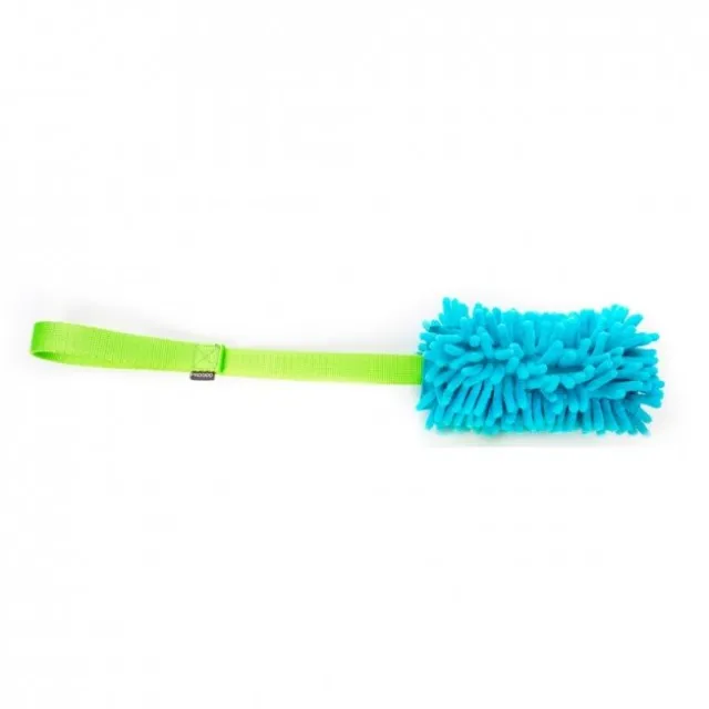 Pro Dog Mop Toy med squeaker, turkis og grønn