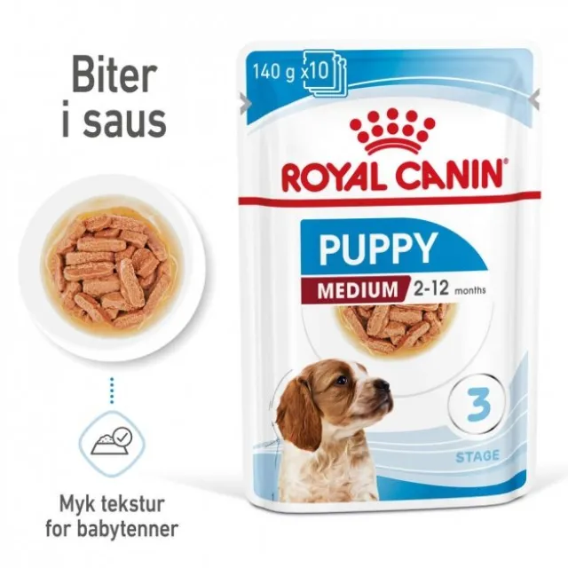 Royal Canin Medium Puppy Gravy våtfôr til valp 10x140g