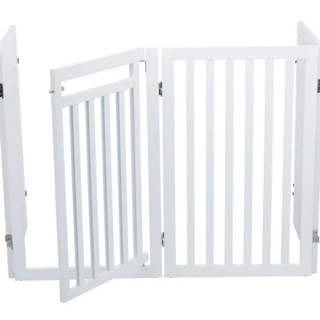 Trixie hundegrind med fire deler hvit, 60-160 x 81 cm