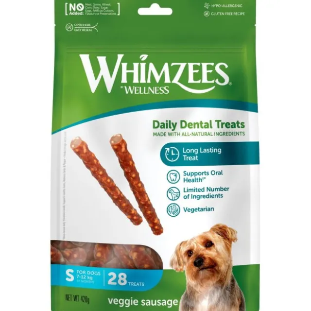 Whimzees Veggie Sausage pose